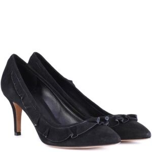 Isabel Marant Poween Ruffle Detail Suede Pumps in Black (Size 39)